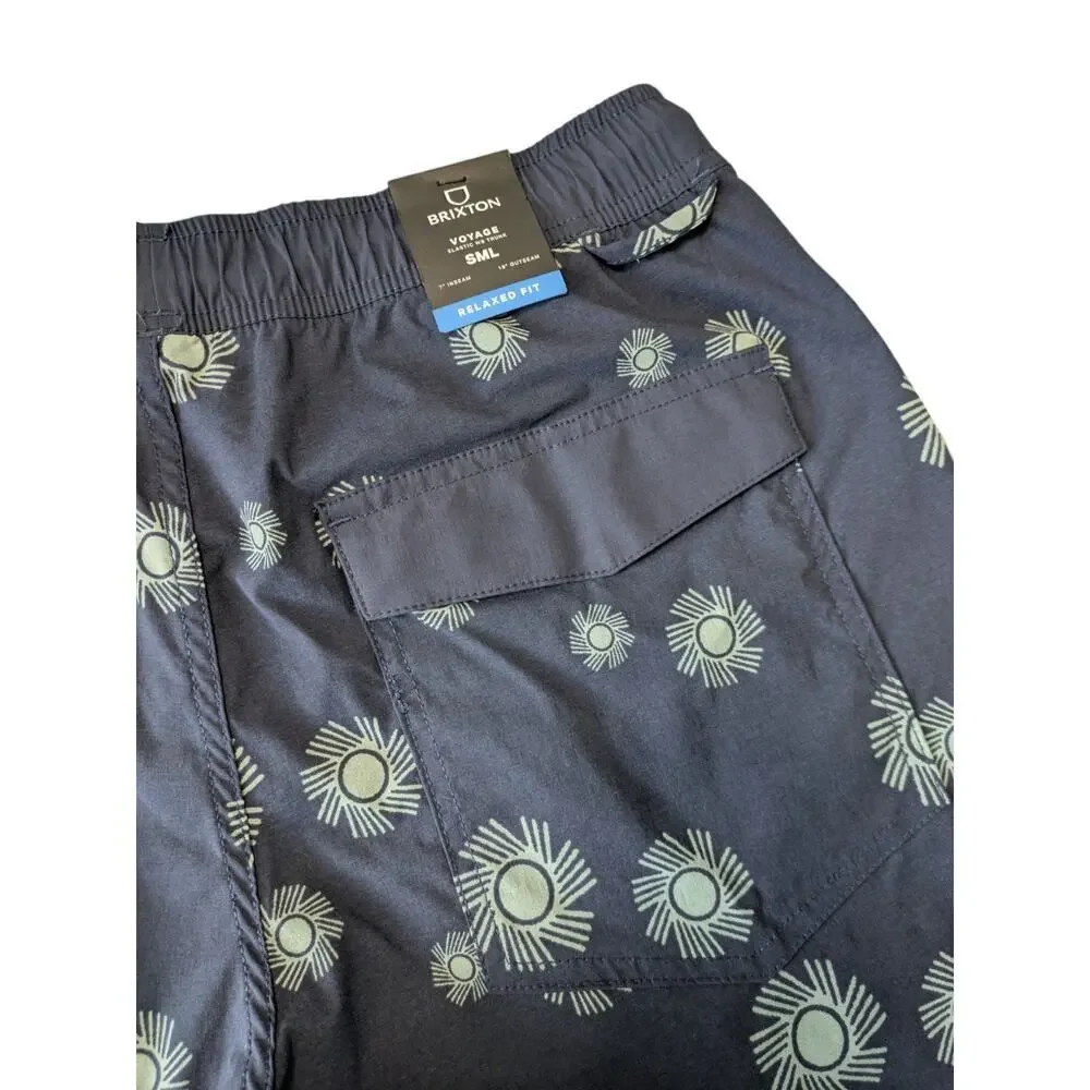 Brixton Voyage 18″ Washed Navy Blue Swim Trunks New Size Small Relaxed Fit
